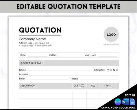 Structure a Customized Quote Template .